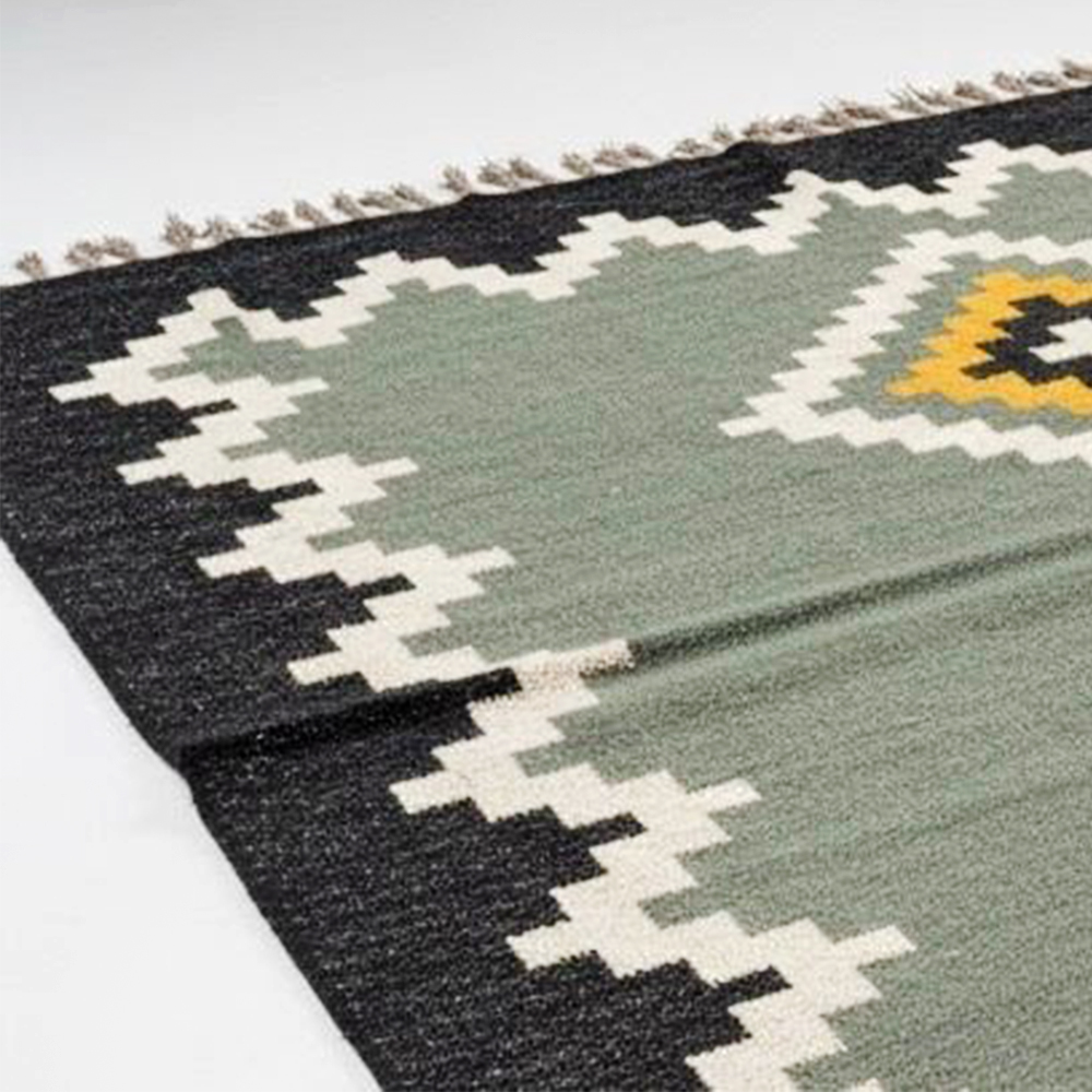 Handmade Multicolor Jute Vintage Dhurrie For Living Room